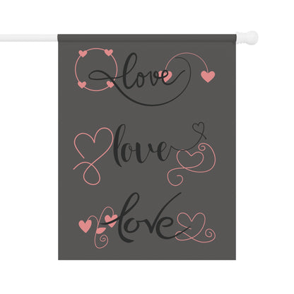 Welcome Love Garden Flag | Romantic Outdoor Yard Decoration | Heart Accent Seasonal House Flag | Valentine’s Day Porch Décor