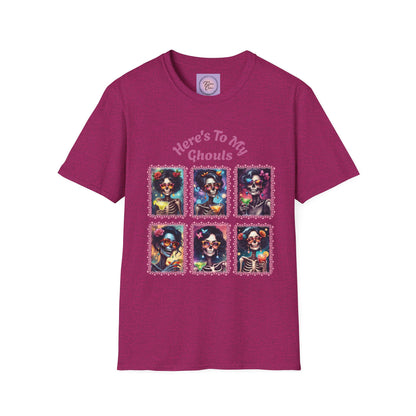Halloween Ghouls T-Shirt, Day of the Dead Skeleton Shirt, Colorful Sugar Skull Tee, Fiesta Calavera Top, Halloween Skull Graphic T-Shirt Dia de Muertos Party Shirt
