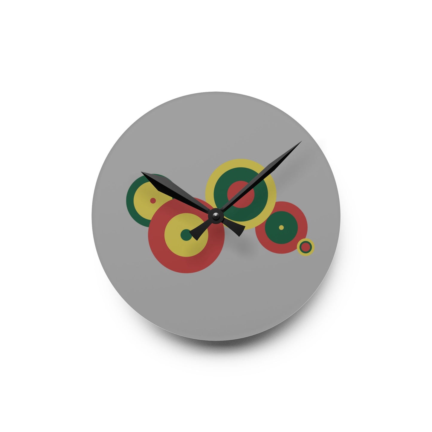 Minimal Circle Wall Clock, Abstract Acrylic Clock, Artistic Timepiece, Square Acrylic Wall Clock, Color Circles Clock, Retro modern Clock
