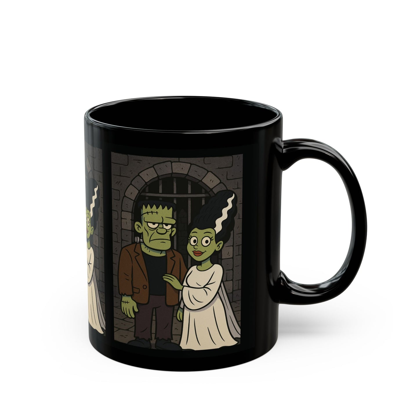 Creepy Cute Couple Mug, Frankenstein Couple Mug, Monster Love Coffee Cup, Horror Romance Drinkware, Frankenstein And Bride Gift,Scary Couple