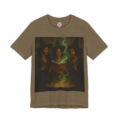 Witches Brew Tee Shirt, Witchy Trio Halloween T-Shirt: Spell Book & Cauldron Graphic Tee