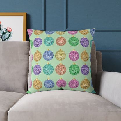 Multicolor Christmas Cushion, Christmas Ornament Cushion, Colorful Holiday Pillow, Ornament Print Pillow, Holiday Themed Throw Pillow, Colorful Christmas Pillow