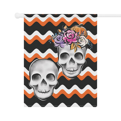 Skull Garden Banner, Spooky Flag Theme, Garden Skull Flag, Skull Lawn Flag, Skull Garden Flag, Day Of The Day Flag, Halloween Garden Flag