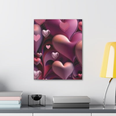 Valentine Heart Pic, Sweetheart Wall Canvas, Puffy Hearts Canvas, Romantic Valentine Picture, Purple Pink Heart Wall Canvas, 3D Heart Canvas