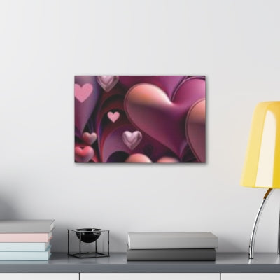 Valentine Heart Pic, Sweetheart Wall Canvas, Puffy Hearts Canvas, Romantic Valentine Picture, Purple Pink Heart Wall Canvas, 3D Heart Canvas