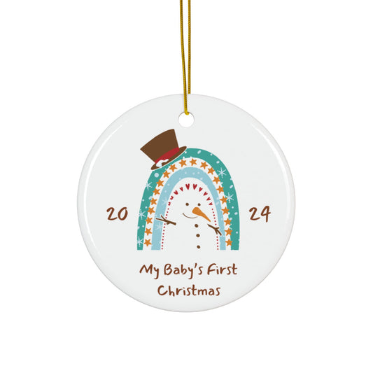 Baby's First Christmas Ornament, My Baby's First Christmas Ornament, Baby Milestone Ornament, Baby's Rainbow Ornament, Newborn Keepsake Ornament, Snowman Rainbow Ornament, Rainbow Christmas Ornament, New Parents Tree Ornament, New Baby Ornament