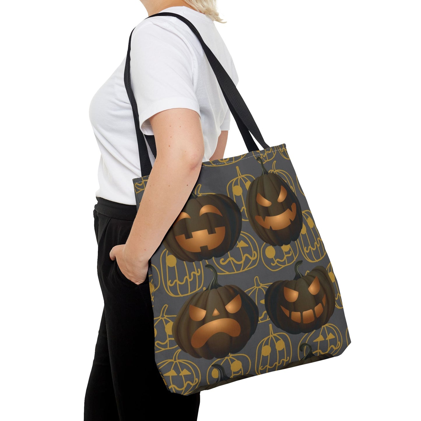 Pumpkin Tote Bag, Jack O Lantern Pumpkin Tote, Scary Pumpkin Bag, Halloween Pumpkin Canvas Gift Bag, Pumpkin Candy Tote, Spooky Pumpkin Bag
