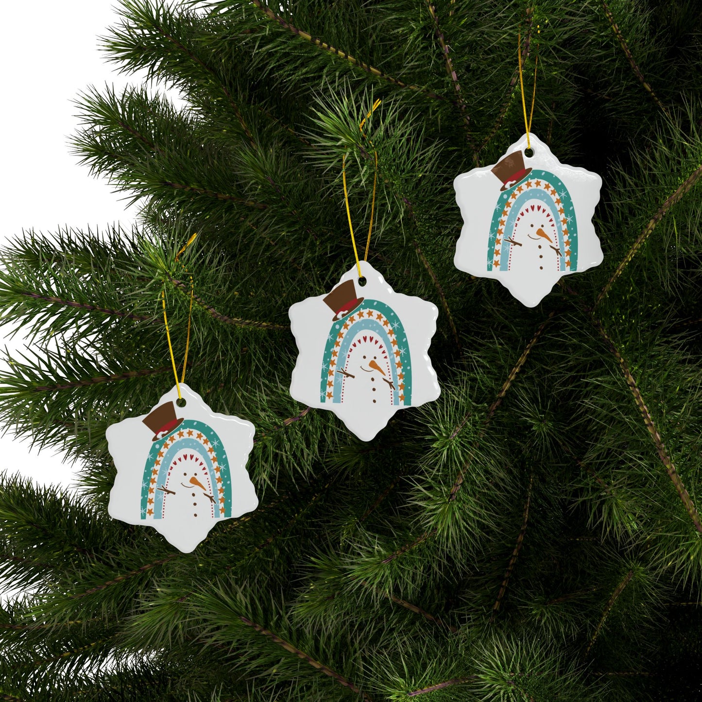 Rainbow Snowman Christmas Ornament
