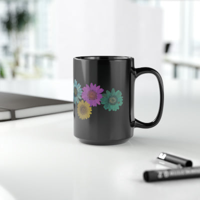 Black Colorful Daisy Mug