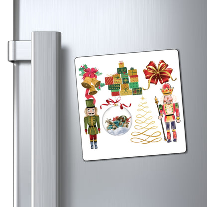 Nutcracker Fridge Magnet, Square Christmas Refrigerator Magnet, Nutcracker Christmas Magnet, Festive Holiday Magnet, Vinyl Christmas Magnets, Retro Christmas Magnet