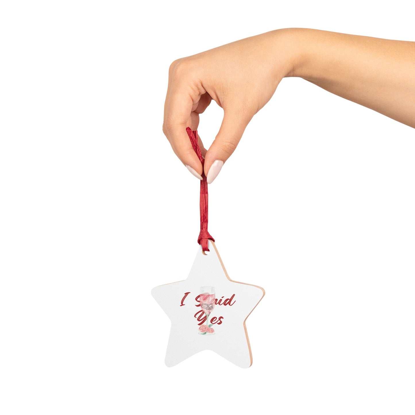 Romantic Engagement Ornament Magnet, Valentine Proposal Keepsake, Cute Holiday Wedding Favor,Wooden Bridal Announcement Gift,Proposal Decor