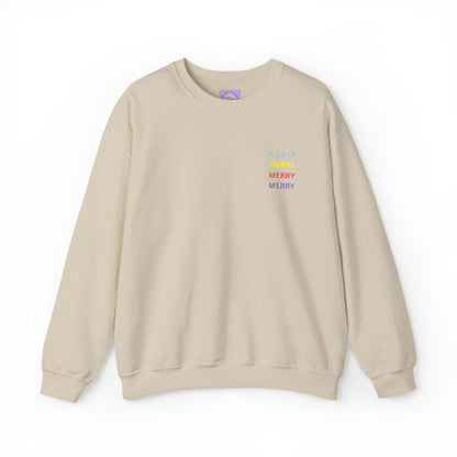 Embroidered Merry Christmas Sweatshirt, Retro Holiday Pullover, Colorful Merry Graphic Crewneck, Cozy Christmas Gift, Festive Winter Sweater