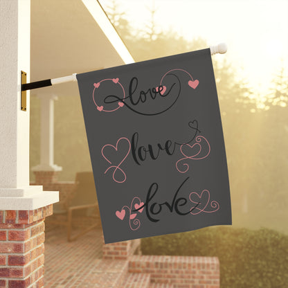 Welcome Love Garden Flag | Romantic Outdoor Yard Decoration | Heart Accent Seasonal House Flag | Valentine’s Day Porch Décor