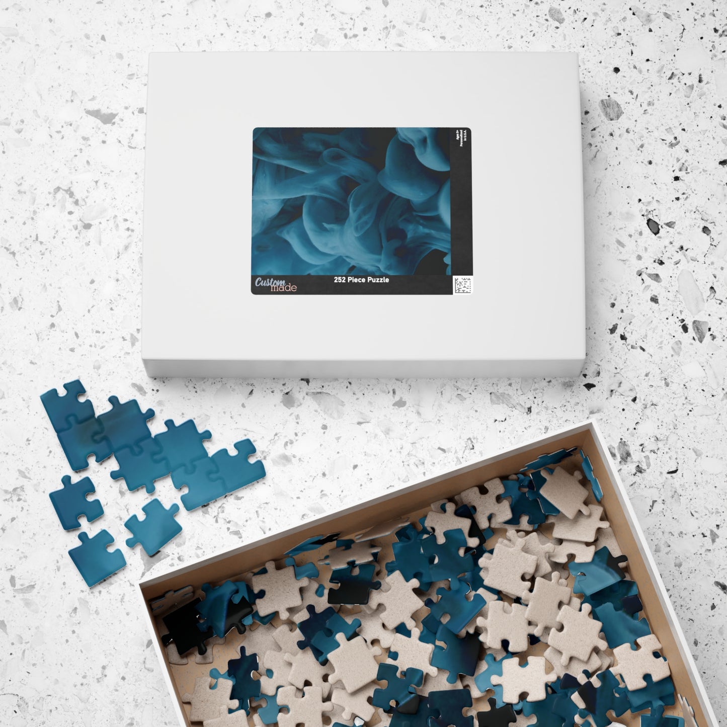 Smoky Blue Abstract Puzzle, Blue Vibrant Puzzle, Challenging Blue Puzzle, Blue Difficult Puzzle, Blue Gradient Puzzle, Difficult Blue Jigsaw