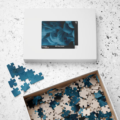 Smoky Blue Abstract Puzzle, Blue Vibrant Puzzle, Challenging Blue Puzzle, Blue Difficult Puzzle, Blue Gradient Puzzle, Difficult Blue Jigsaw