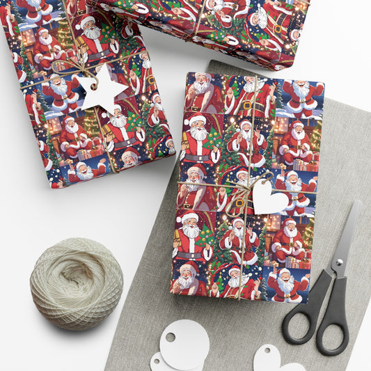 Vintage Jolly Santa Wrapping Paper