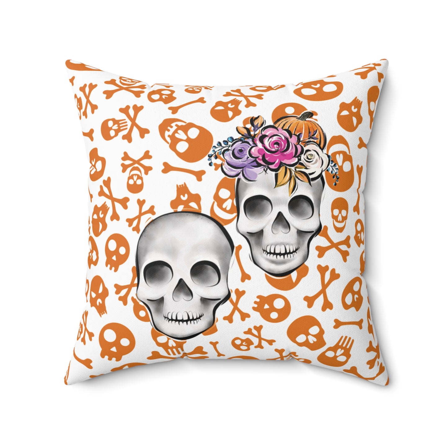 Accent Skull Pillow, Day Of The Dead Pillow, Floral Skull Pillow, Skeleton Skull Pillow, Skull Throw Pillow, Décor Halloween Pillow, Skull Accent Pillow, Spooky Throw Pillow, Skull Pillow,