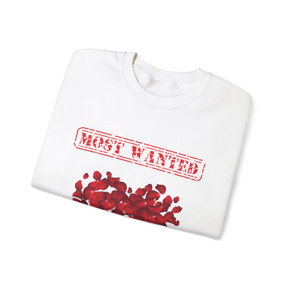 Most Wanted sweatshirt, Valentine Red Petal Heart Sweatshirt, Valentine's Day Heart Crewshirt,  Petal Sweatshirt, Valentine's Day Petal Sweatshirt,  Red rose heart Sweatshirt