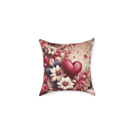 Love Heart Pillow, Valentine Love Pillow, Decorative Valentine Heart Pillow, Vintage Love Pillow, Floral Love Pillow, Romantic Heart Pillow