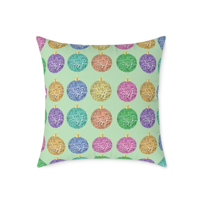 Multicolor Christmas Cushion, Christmas Ornament Cushion, Colorful Holiday Pillow, Ornament Print Pillow, Holiday Themed Throw Pillow, Colorful Christmas Pillow