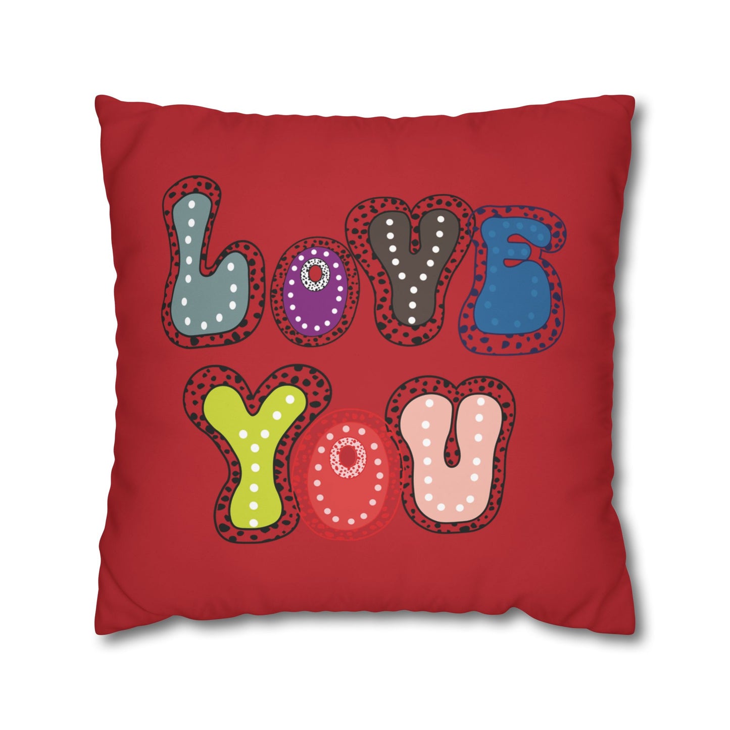 Red LOVE YOU  Butterflies Pillowcase, Colorful Polka Dot Valentines Day Decor, Dragonflies Red Throw Pillow Cover, Double-Sided Pillow Cover