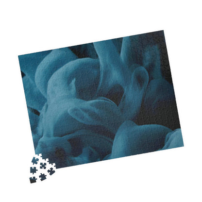 Smoky Blue Abstract Puzzle, Blue Vibrant Puzzle, Challenging Blue Puzzle, Blue Difficult Puzzle, Blue Gradient Puzzle, Difficult Blue Jigsaw