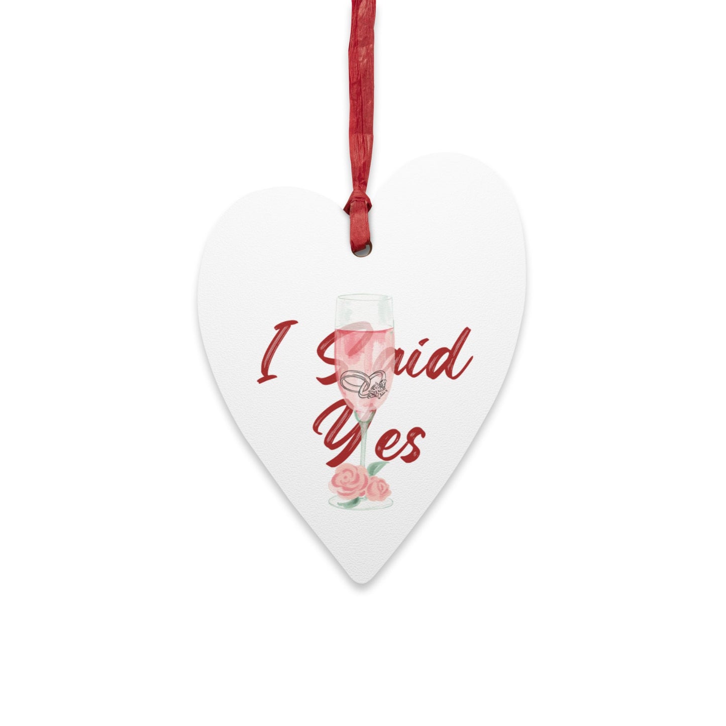 Romantic Engagement Ornament Magnet, Valentine Proposal Keepsake, Cute Holiday Wedding Favor,Wooden Bridal Announcement Gift,Proposal Decor