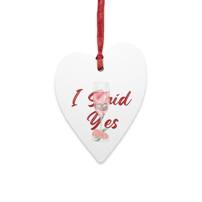 Romantic Engagement Ornament Magnet, Valentine Proposal Keepsake, Cute Holiday Wedding Favor,Wooden Bridal Announcement Gift,Proposal Decor