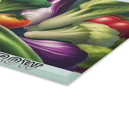 Vegan Kitchen Accessories, Food Lover Glass Board,  Vegetable Cutting Board, Cooking Prep Board,  Healthy Eating Gift,  Eco Friendly Kitchenware, Vegetarian Kitchen, House Warming Kitchen Present
