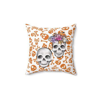 Accent Skull Pillow, Day Of The Dead Pillow, Floral Skull Pillow, Skeleton Skull Pillow, Skull Throw Pillow, Décor Halloween Pillow, Skull Accent Pillow, Spooky Throw Pillow, Skull Pillow,