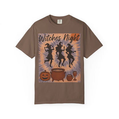 Witches Night T-Shirt – Halloween Witch Graphic Tee – Spooky Season Shirt – Dancing Witches Top – Cauldron Pumpkin Fall Festival Tee