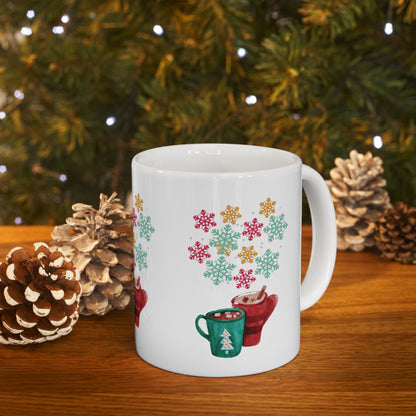 Colorful Snowflake Christmas Mug, Colorful Snowflake Mug, Winter Flake Coffee Mug, Winter Snowflake Coffee Mug, Holiday Snowflake Mug.
