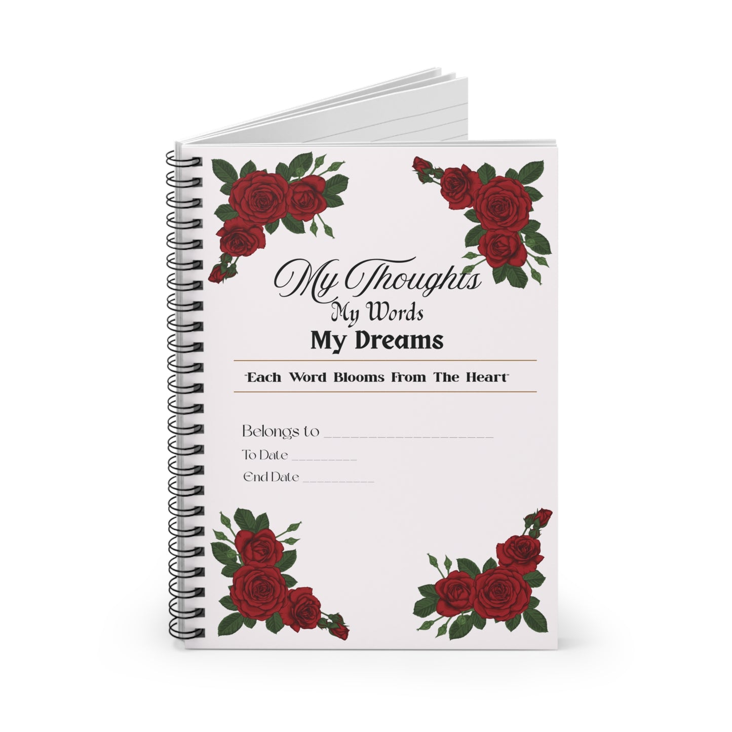 Floral Writing Journal – Roses Notebook My Thoughts My Dreams Diary