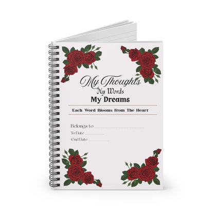 Floral Writing Journal – Roses Notebook My Thoughts My Dreams Diary
