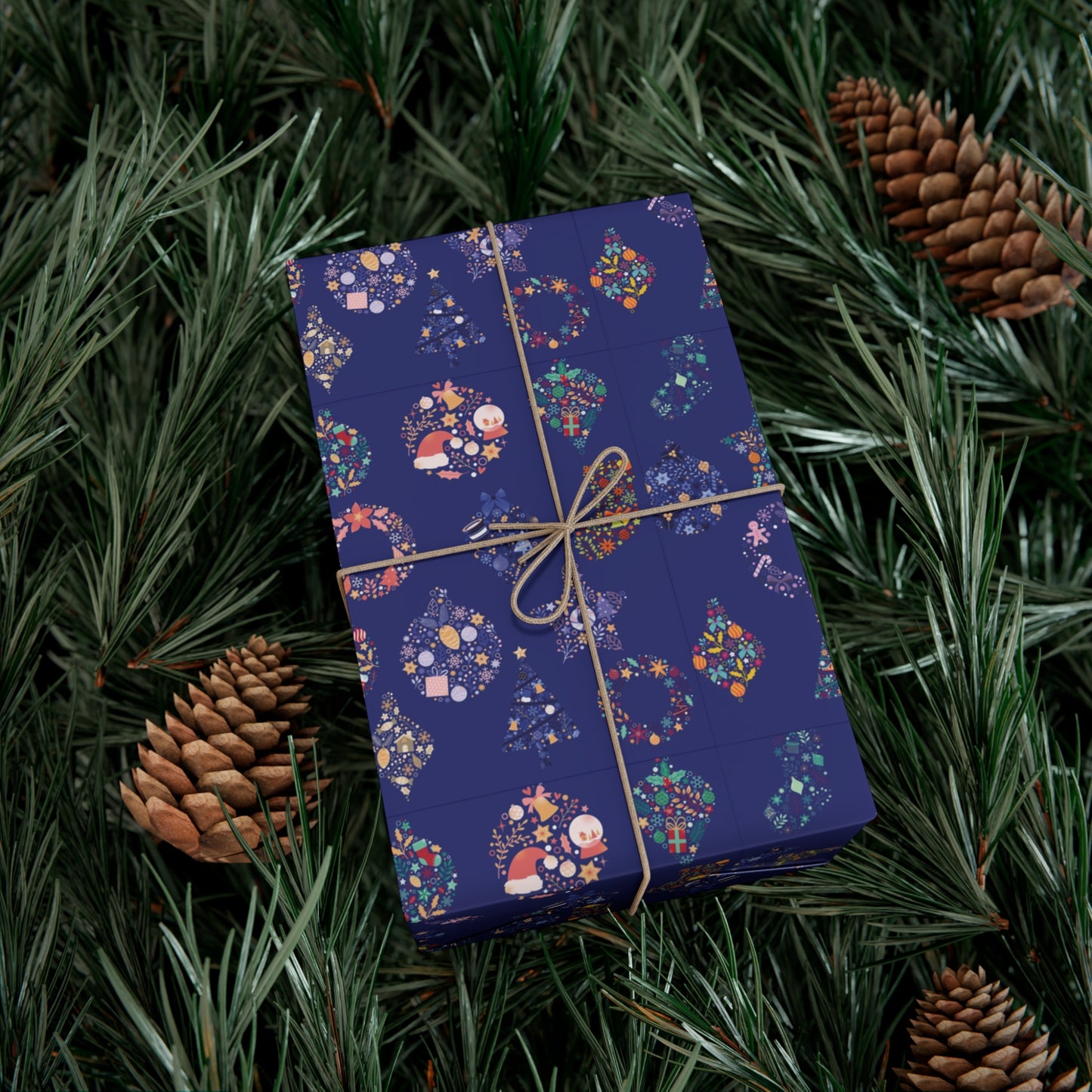Patterned Blue Ornament Christmas Wrapping Paper