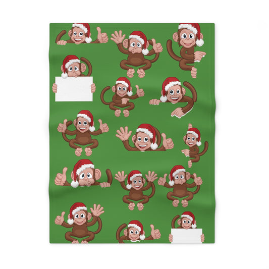 Soft Fleece Baby Christmas Blanket, Christmas Monkey Blanket, Monkey Fleece Baby Blanket, Baby Holiday Swaddle Blanket, Monkey Crib Blanket, Baby Shower Monkey Blanket