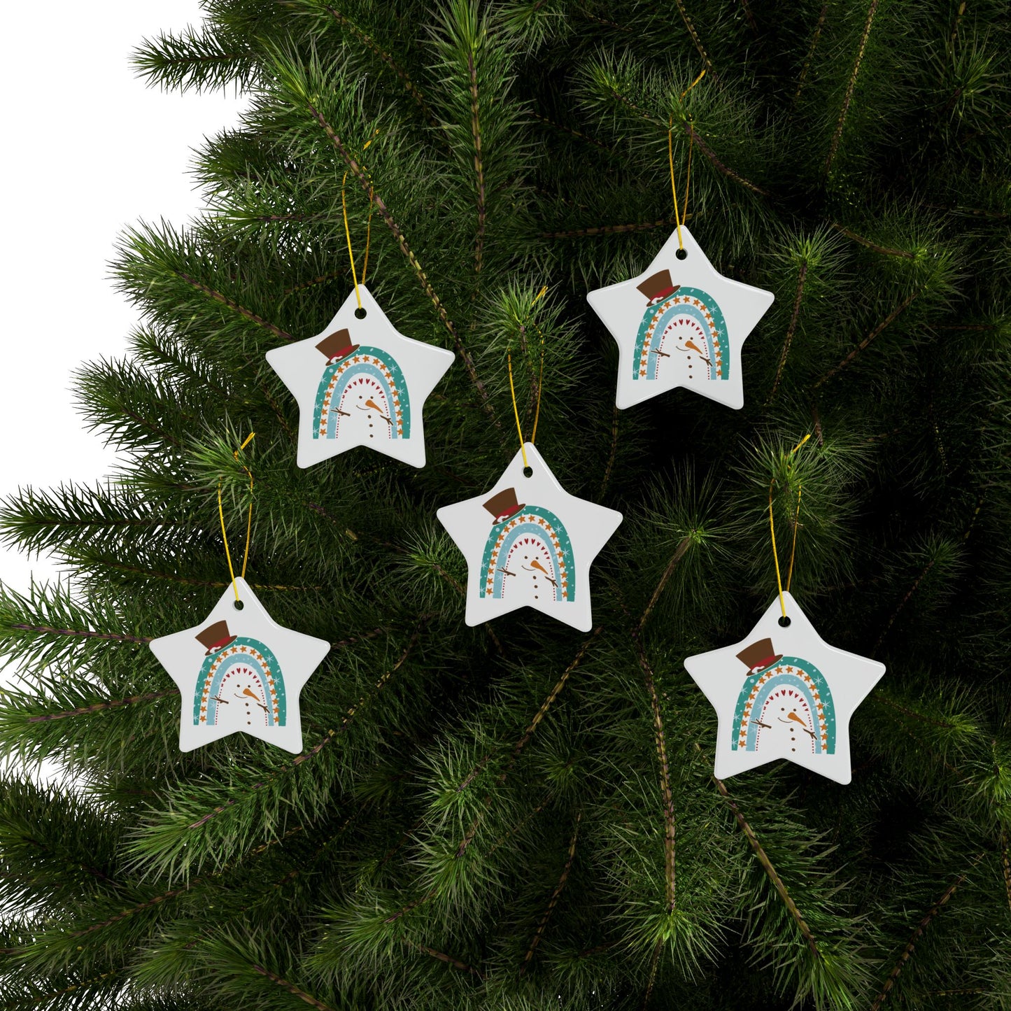 Rainbow Snowman Christmas Ornament