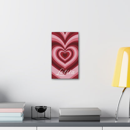 Heart Canvas Wall Art, Love Decor, Personalized Name Sign, Stretched Canvas Print, 0.75 Inch Depth, Customized Heart Design