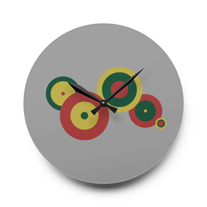 Minimal Circle Wall Clock, Abstract Acrylic Clock, Artistic Timepiece, Square Acrylic Wall Clock, Color Circles Clock, Retro modern Clock