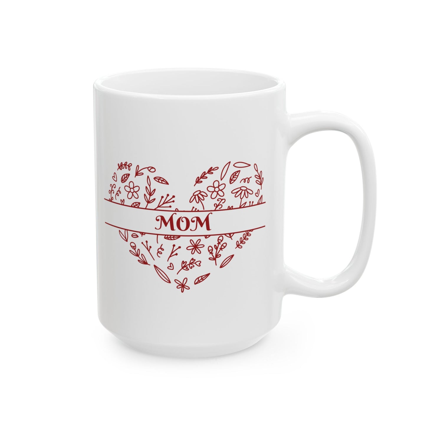 Floral Mom Mug, Personalized Heart Flower Mug, Mothers Day Heart Mug, Mom Heart Mug, Mom Wildflower Heart Mug, Doodle Heart Mug, Mom Birthday Coffee Mug