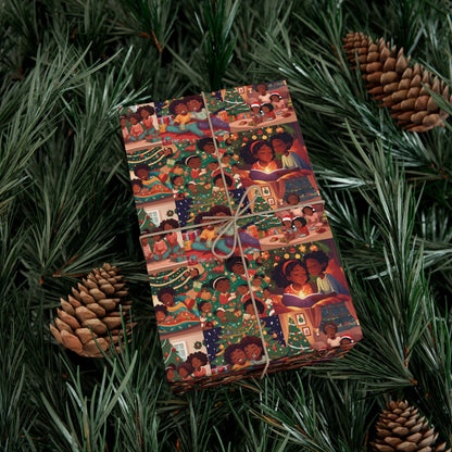 Modern Ethnic Holiday Wrapping Paper, African American Christmas Wrapping Paper, Diverse Holiday Paper,  Melain Christmas Paper, Children Christmas Wrap Paper, Family Christmas Wrapping Paper, Children Christmas Gift Wrap