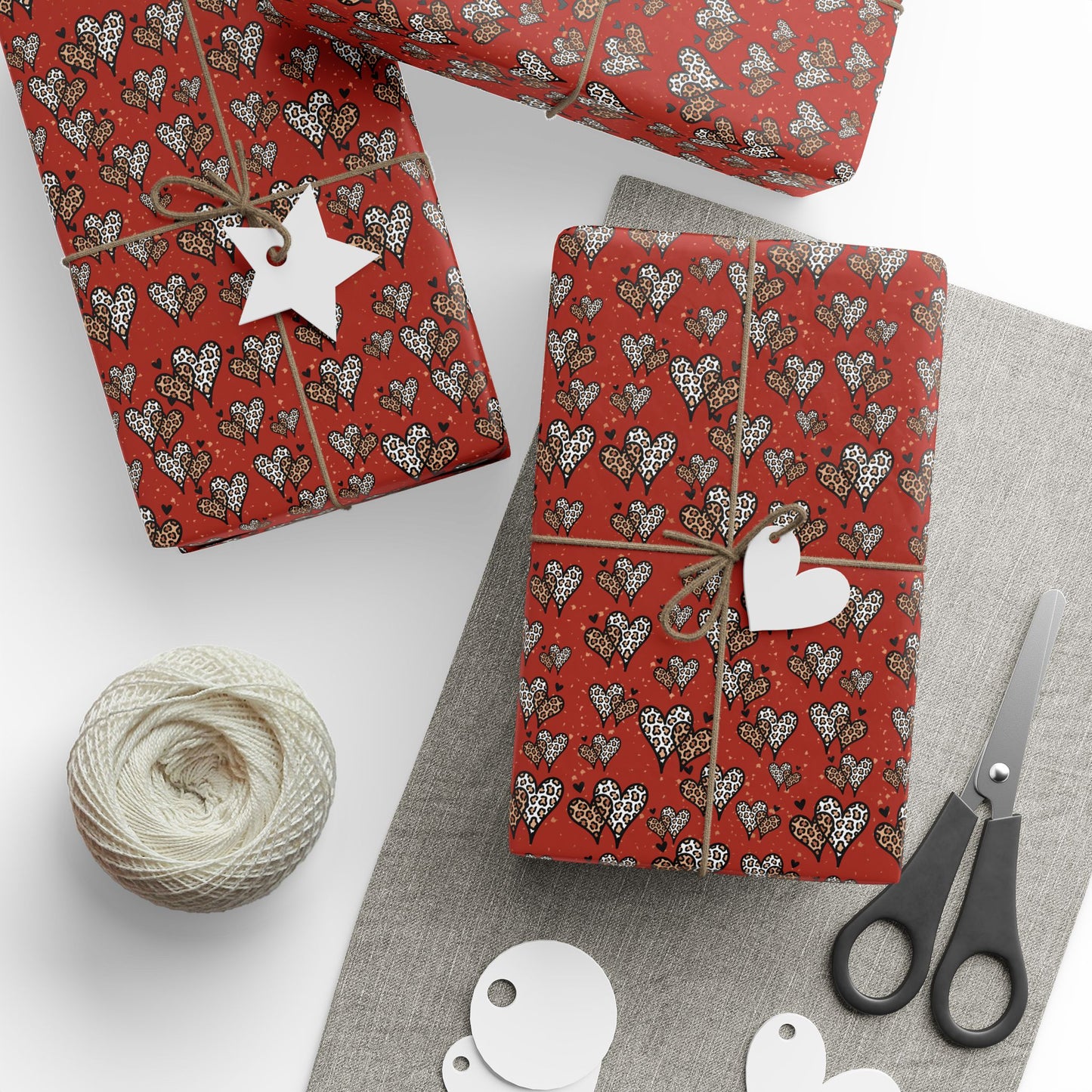 Copy of Valentine Heart Leopard Wrapping Paper — Romantic Animal Print Gift Wrap