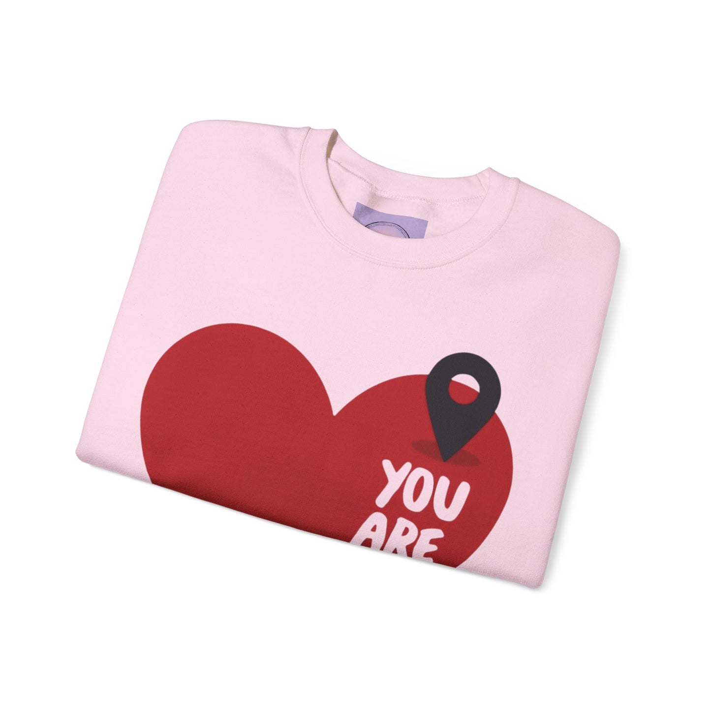 You Are Here Sweatshirt, Bold Heart Pullover, Relationship Heart Sweatshirt, Couples Sweatheart Sweatshirt, Couple Heart Graphic Sweatshirt, Minimalist Heart Sweatshirt
