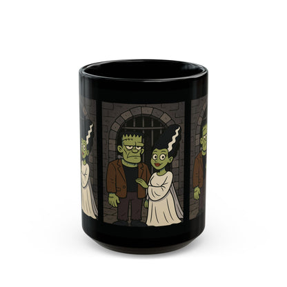 Creepy Cute Couple Mug, Frankenstein Couple Mug, Monster Love Coffee Cup, Horror Romance Drinkware, Frankenstein And Bride Gift,Scary Couple