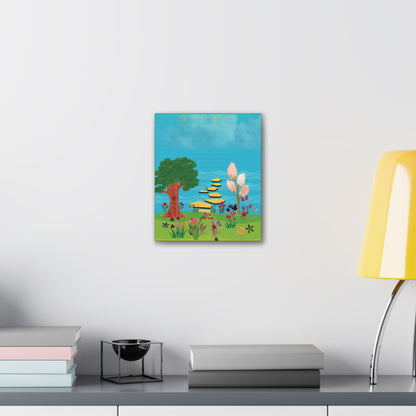 Flower Field for Children, Summer Fun Flower Field, Children Spring Flower Wall Art, Nursery Flower Field Canvas, Children Spring Flower Art