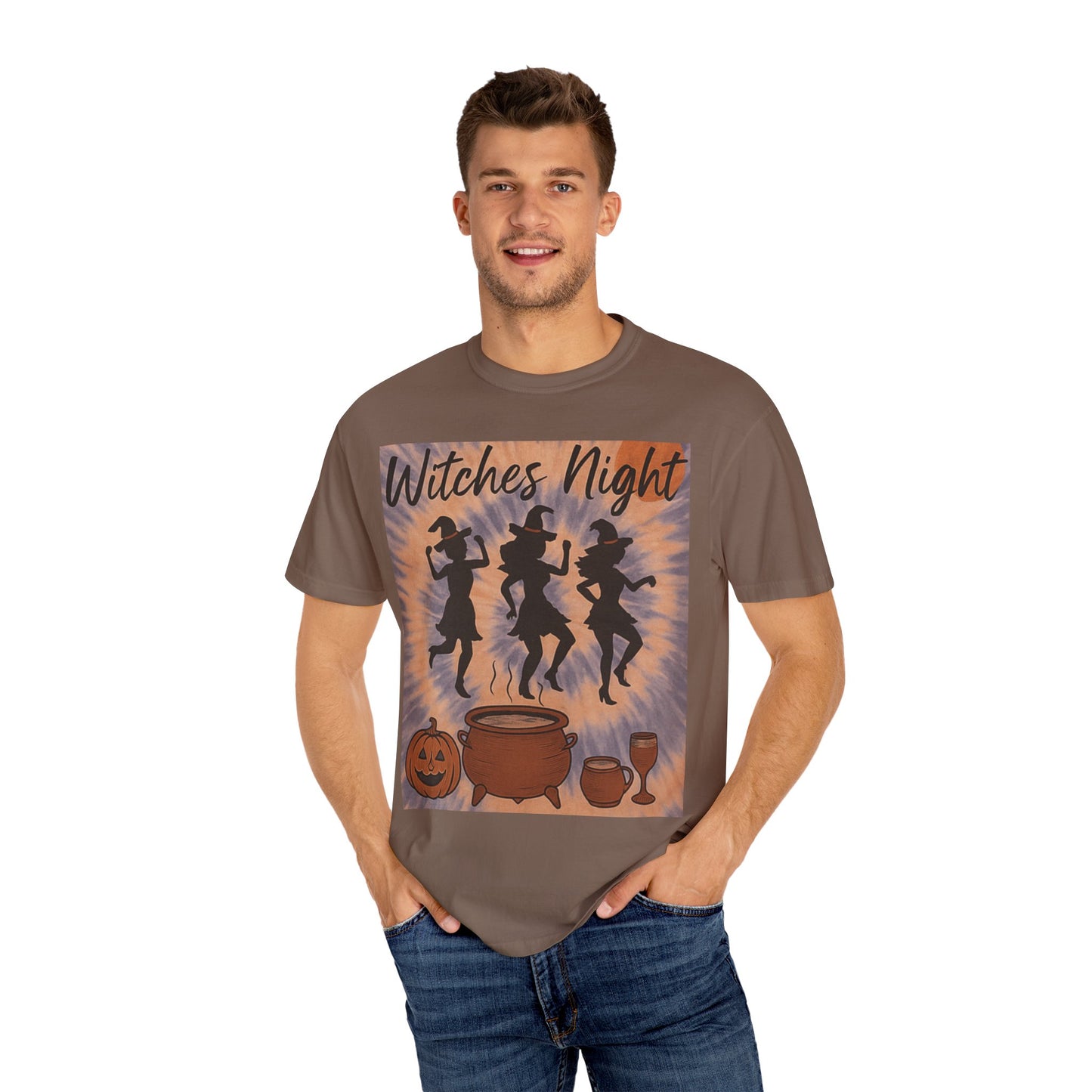 Witches Night T-Shirt – Halloween Witch Graphic Tee – Spooky Season Shirt – Dancing Witches Top – Cauldron Pumpkin Fall Festival Tee