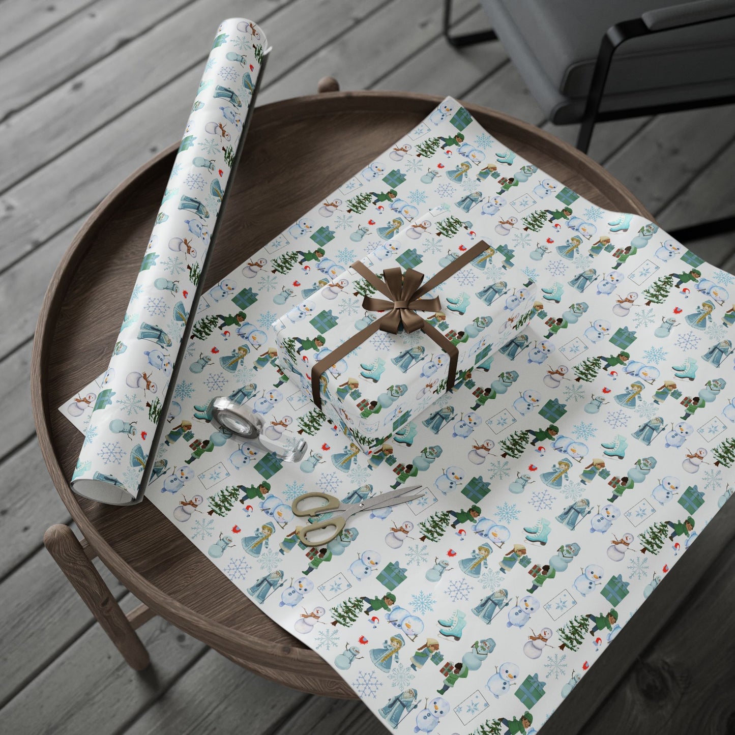 Wonderland Wrapping Paper Roll Snowman Winter Fun Gift Wrap Holiday Christmas Presents Children Festive Party