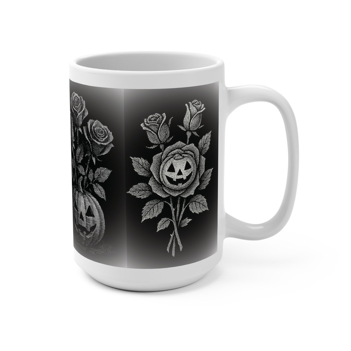Black Pumpkin Rose Mug, Halloween Pumpkin Rose Mug, Eerie Rose Design Mug, Pumpkin Rose Mug, Halloween Pumpkin Rose Mug,