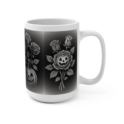 Black Pumpkin Rose Mug, Halloween Pumpkin Rose Mug, Eerie Rose Design Mug, Pumpkin Rose Mug, Halloween Pumpkin Rose Mug,
