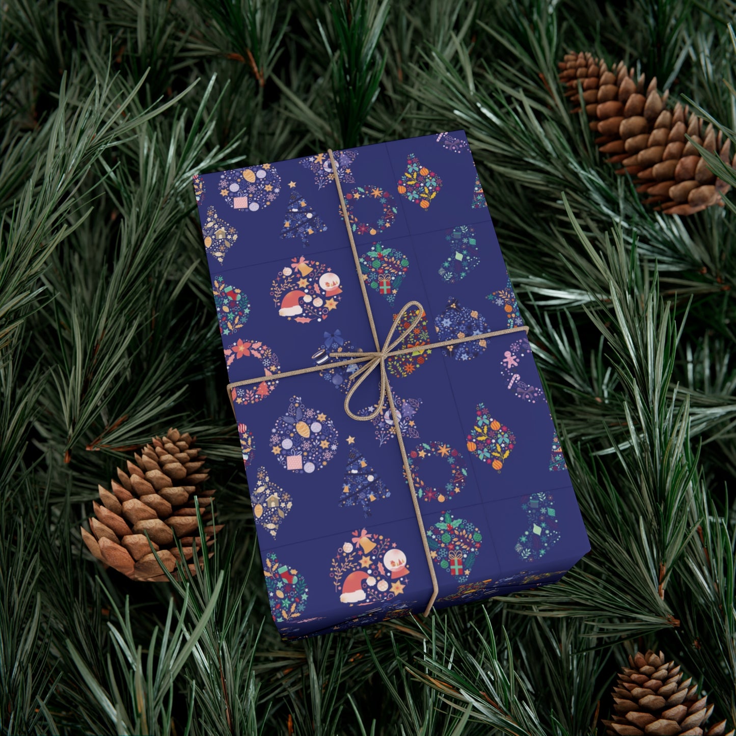 Patterned Blue Ornament Christmas Wrapping Paper